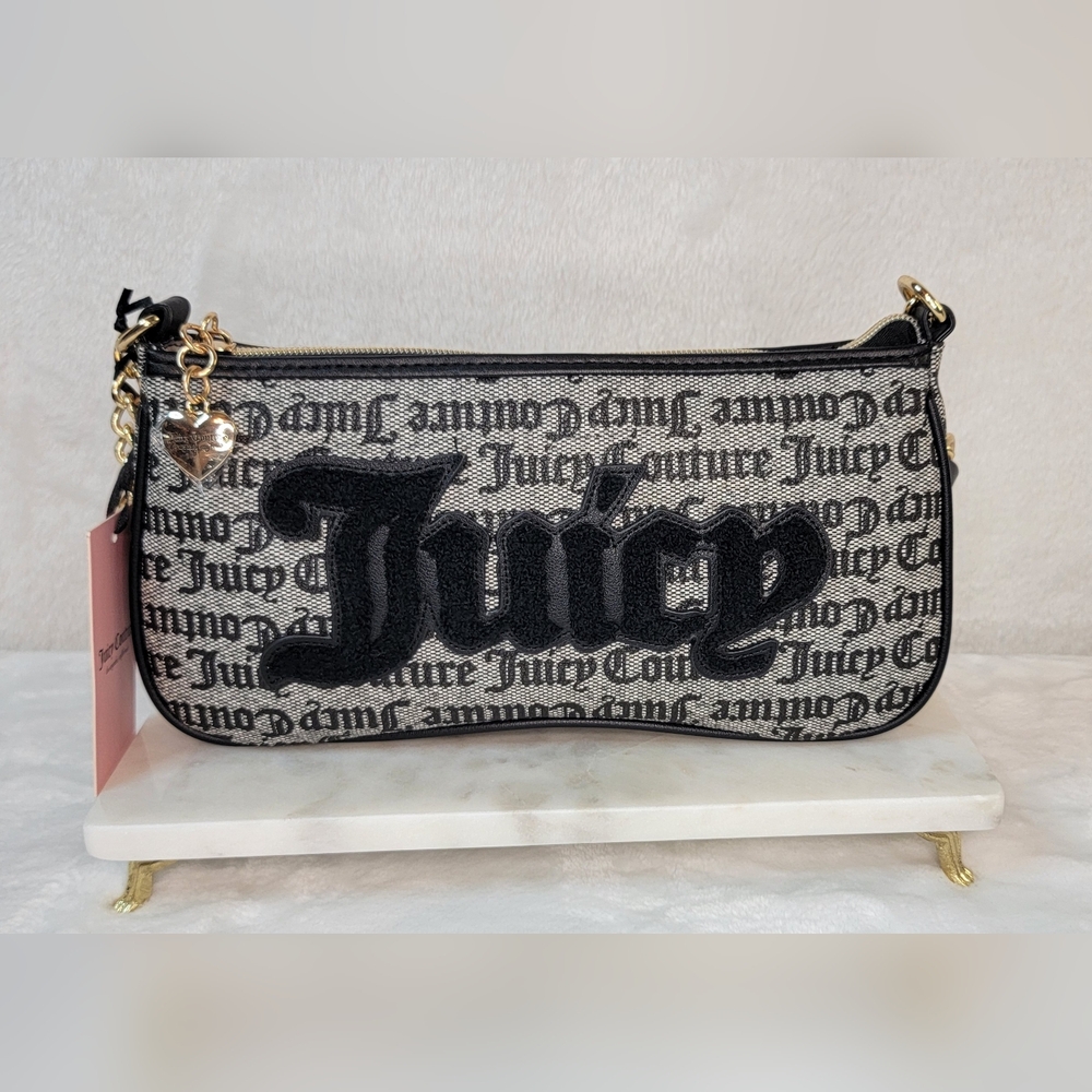 Juicy Couture Black Beige Paparazzi Shoulder Bag